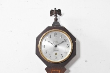 アメリカアンティーク　1920年から1930年頃　The Sessions Clock Company(セッションズクロックカンパニー)　Cape Cod　帆船を描いたパネルが目を引くバンジョー壁掛け時計　(R-091578)
