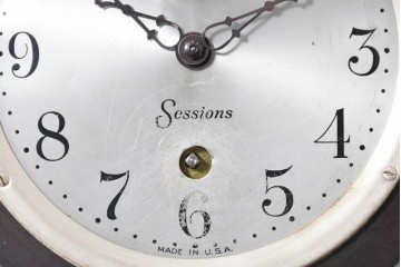 アメリカアンティーク　1920年から1930年頃　The Sessions Clock Company(セッションズクロックカンパニー)　Cape Cod　帆船を描いたパネルが目を引くバンジョー壁掛け時計　(R-091578)