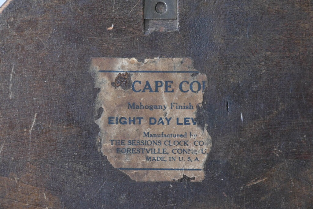 アメリカアンティーク　1920年から1930年頃　The Sessions Clock Company(セッションズクロックカンパニー)　Cape Cod　帆船を描いたパネルが目を引くバンジョー壁掛け時計　(R-091578)