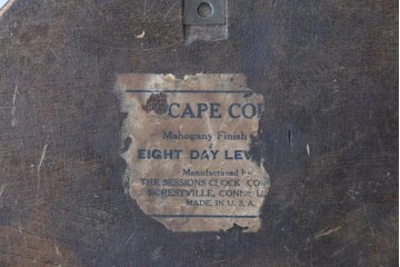アメリカアンティーク　1920年から1930年頃　The Sessions Clock Company(セッションズクロックカンパニー)　Cape Cod　帆船を描いたパネルが目を引くバンジョー壁掛け時計　(R-091578)