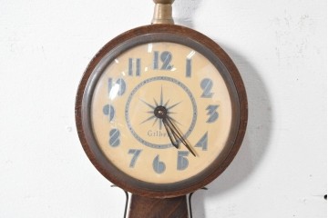 アメリカヴィンテージ　William L. Gilbert Clock Company(ウィリアム・L・ギルバート・クロック・カンパニー)　バンジョークロック　鷲飾りが印象的な掛け時計　(R-091579) 　