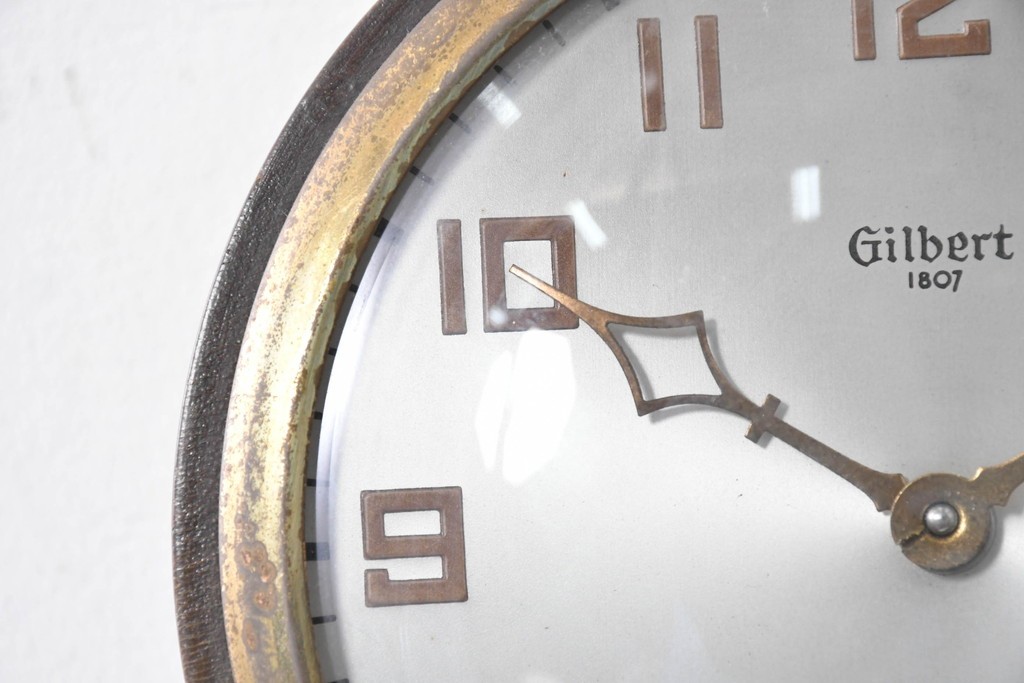 アメリカヴィンテージ　William L. Gilbert Clock Company(ウィリアム・L・ギルバート・クロック・カンパニー)　バンジョークロック　イーグル装飾と風景画をあしらった掛け時計　(R-091580)