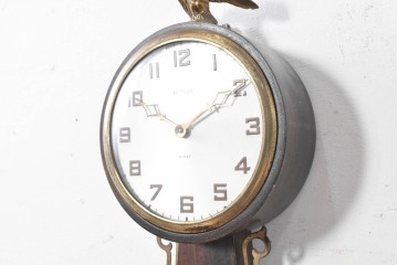 アメリカヴィンテージ　William L. Gilbert Clock Company(ウィリアム・L・ギルバート・クロック・カンパニー)　バンジョークロック　イーグル装飾と風景画をあしらった掛け時計　(R-091580)
