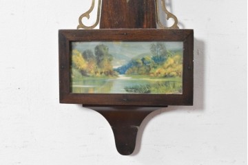 アメリカヴィンテージ　William L. Gilbert Clock Company(ウィリアム・L・ギルバート・クロック・カンパニー)　バンジョークロック　イーグル装飾と風景画をあしらった掛け時計　(R-091580)
