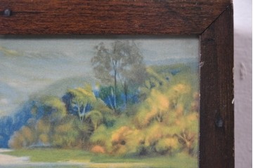 アメリカヴィンテージ　William L. Gilbert Clock Company(ウィリアム・L・ギルバート・クロック・カンパニー)　バンジョークロック　イーグル装飾と風景画をあしらった掛け時計　(R-091580)