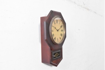 アメリカアンティーク　1880年から1900年頃　New Haven Clock Co.(ニューヘブン社)　八角形のケースがレトロな掛け時計　(R-091581)