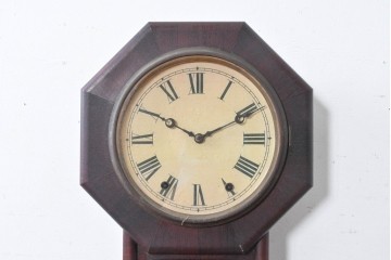 アメリカアンティーク　1880年から1900年頃　New Haven Clock Co.(ニューヘブン社)　八角形のケースがレトロな掛け時計　(R-091581)