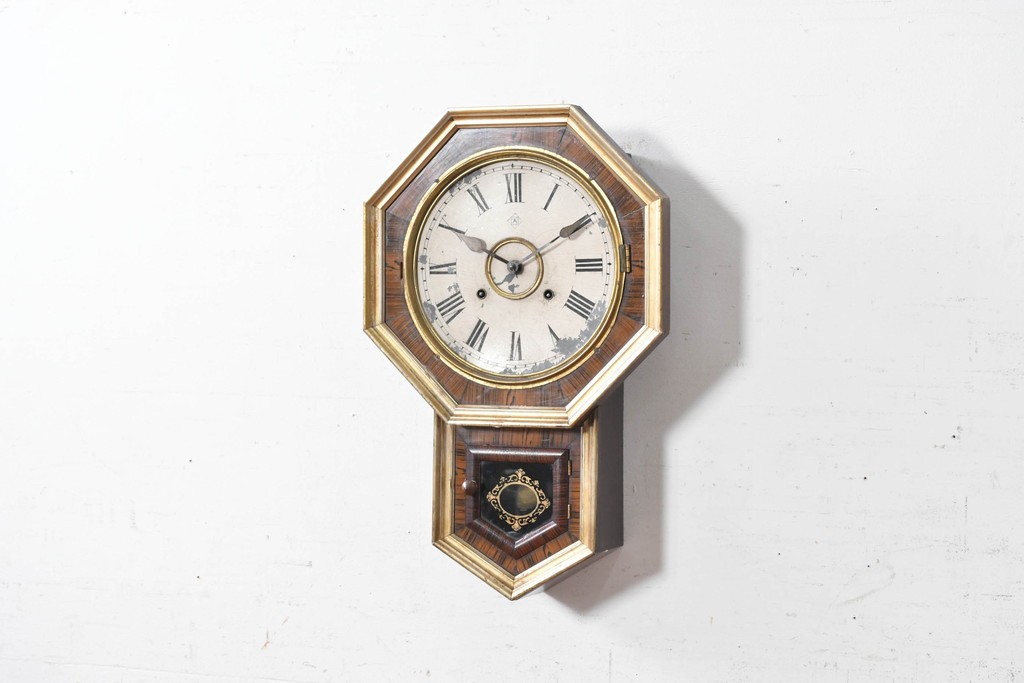 アメリカアンティーク　Ansonia Clock Company(アンソニア)　八角形のケースが印象的な振り子時計(R-091583)