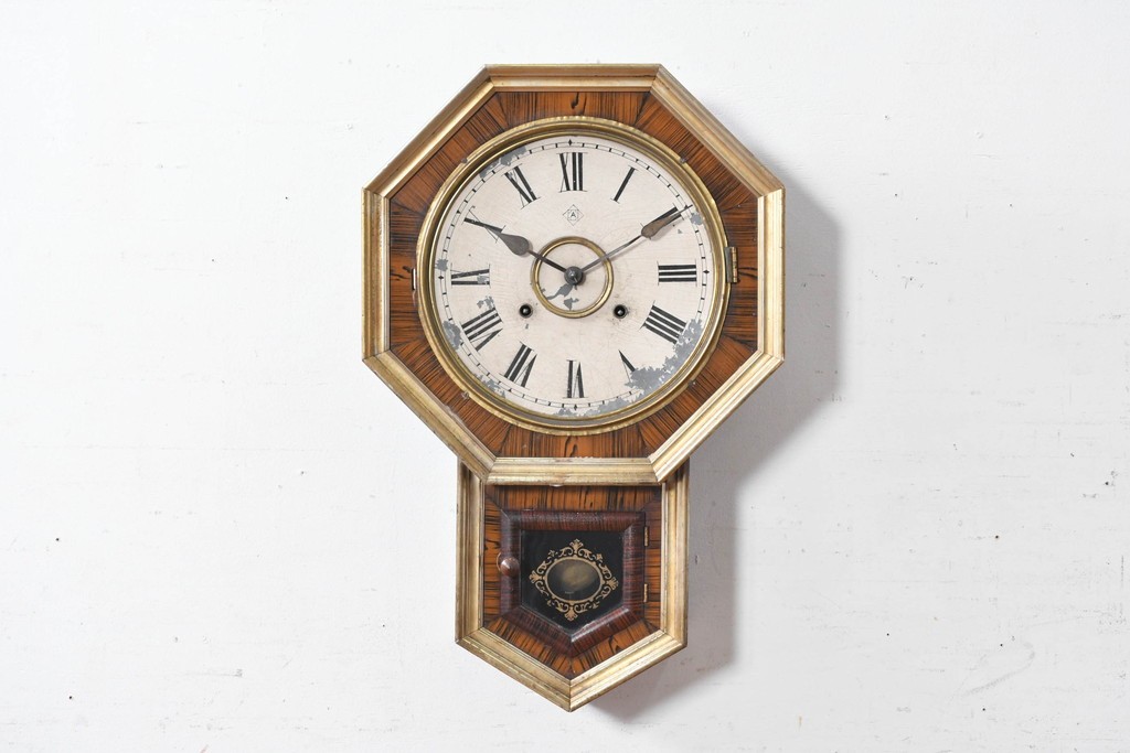 アメリカアンティーク　Ansonia Clock Company(アンソニア)　八角形のケースが印象的な振り子時計(R-091583)