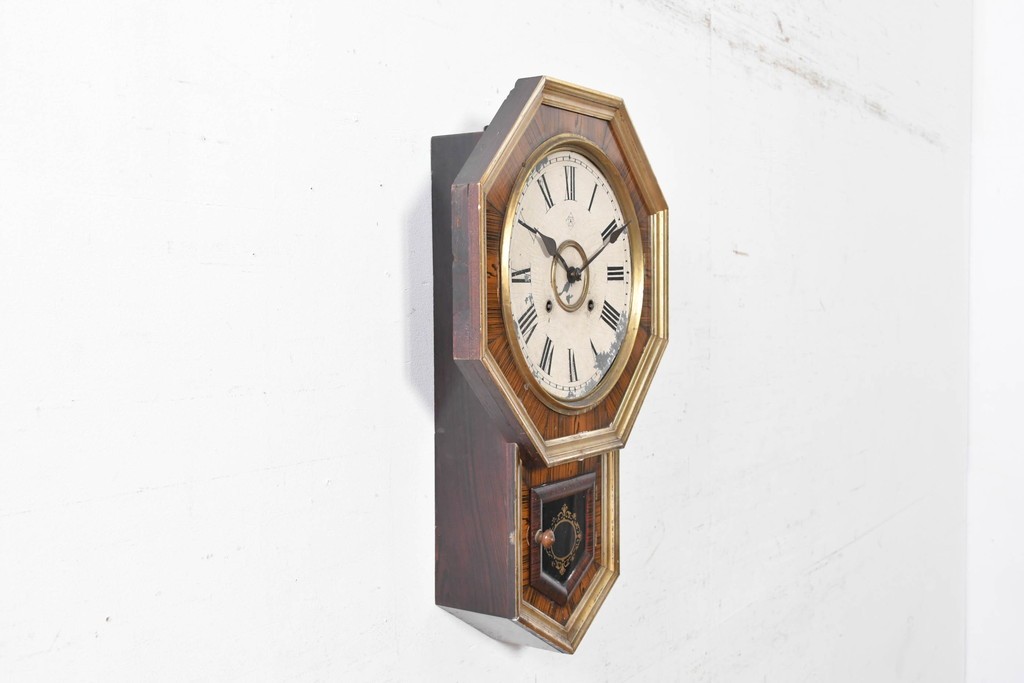 アメリカアンティーク　Ansonia Clock Company(アンソニア)　八角形のケースが印象的な振り子時計(R-091583)