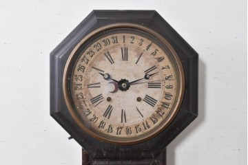  アメリカアンティーク　1890年から1900年頃　E. N. Welch Manufacturing Co.　カレンダー付き　存在感のある八角形ケースの振り子時計　(R-091585)