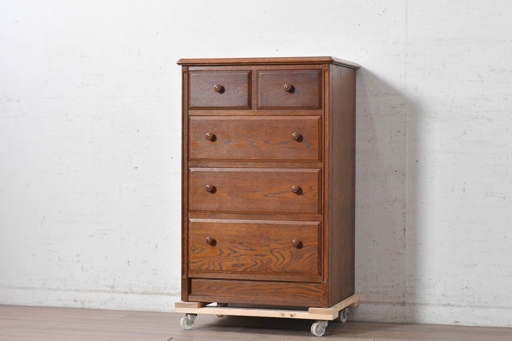 中古　三越家具　COUNTRY HOUSE(カントリーハウス)　木目を生かした引き出し5杯のチェスト　(R-091592)