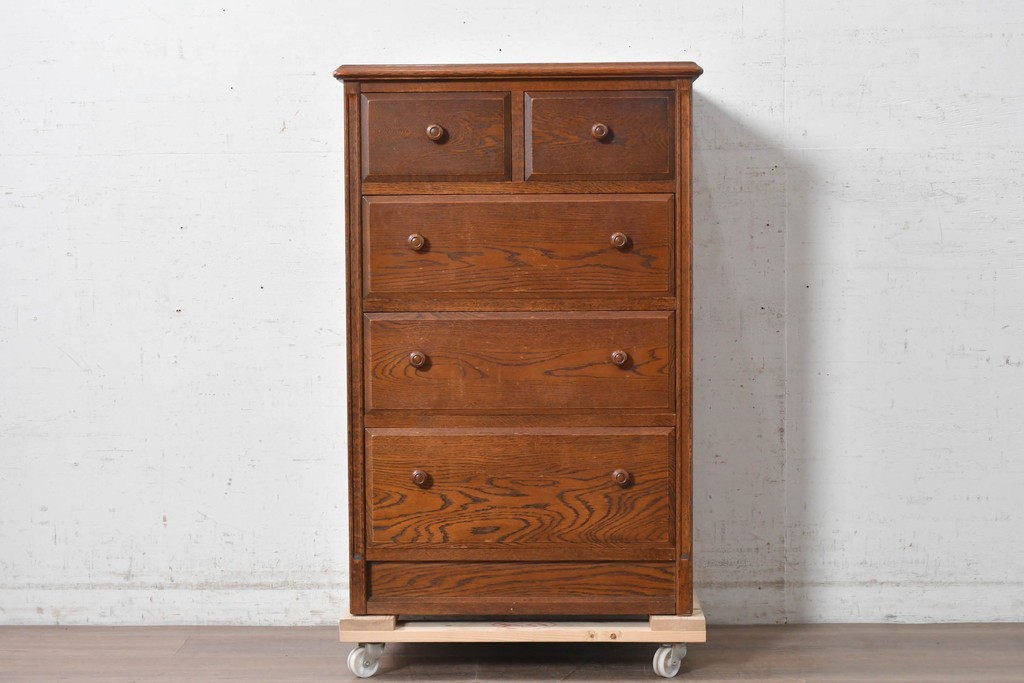 中古　三越家具　COUNTRY HOUSE(カントリーハウス)　木目を生かした引き出し5杯のチェスト　(R-091592)