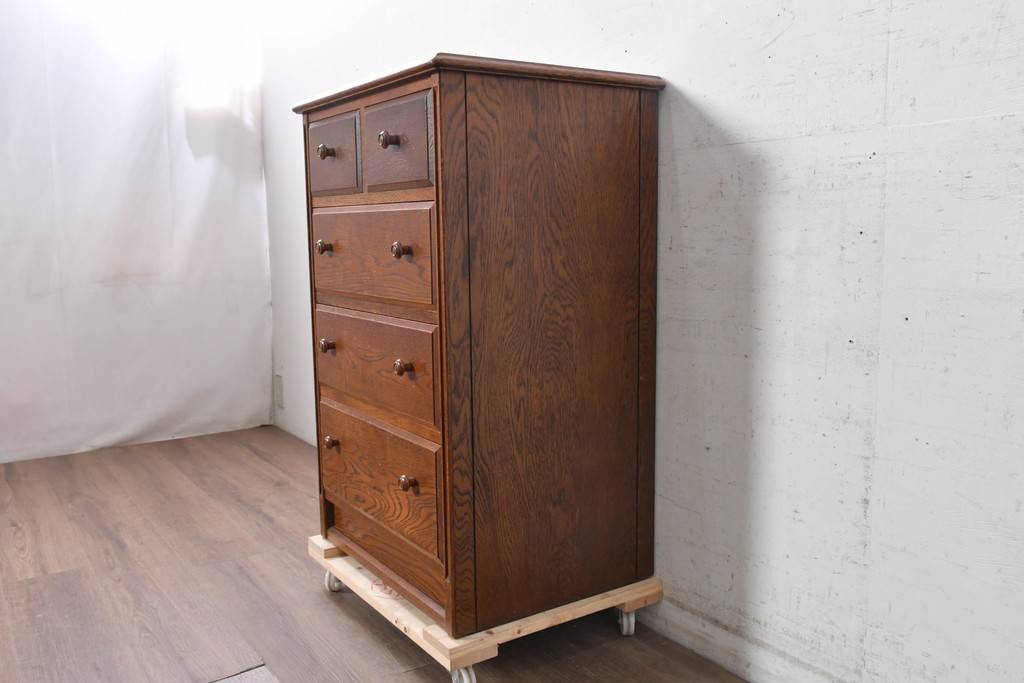 中古　三越家具　COUNTRY HOUSE(カントリーハウス)　木目を生かした引き出し5杯のチェスト　(R-091592)
