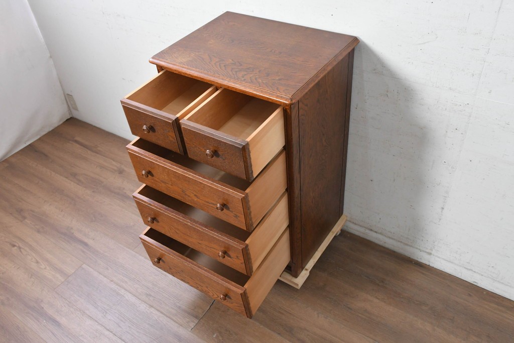 中古　三越家具　COUNTRY HOUSE(カントリーハウス)　木目を生かした引き出し5杯のチェスト　(R-091592)