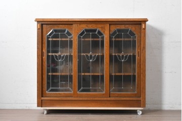 中古　三越家具　COUNTRY HOUSE(カントリーハウス)　Brugge(ブルージュ)　ステンドグラス扉のサイドボード　(R-091593)