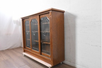 中古　三越家具　COUNTRY HOUSE(カントリーハウス)　Brugge(ブルージュ)　ステンドグラス扉のサイドボード　(R-091593)