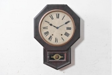 アメリカアンティーク　1900年頃　New Haven Clock Co.(ニューヘブン社)　八角形のシルエットがお洒落な壁掛け時計　(R-091598)