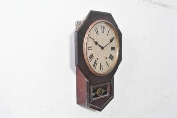 アメリカアンティーク　1900年頃　New Haven Clock Co.(ニューヘブン社)　八角形のシルエットがお洒落な壁掛け時計　(R-091598)