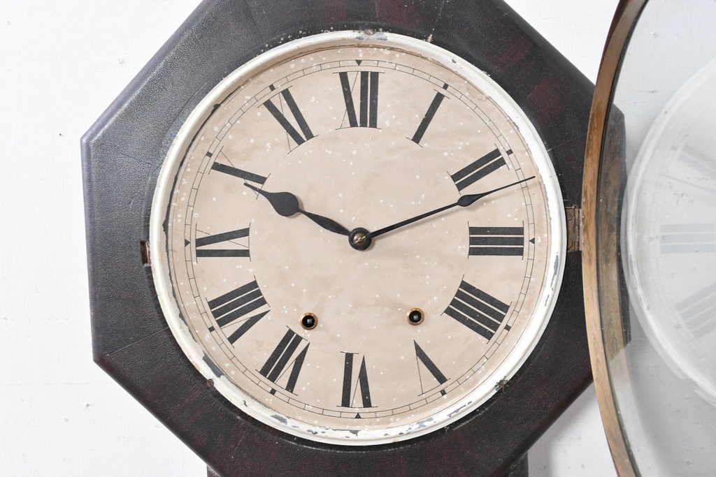 アメリカアンティーク　1900年頃　New Haven Clock Co.(ニューヘブン社)　八角形のシルエットがお洒落な壁掛け時計　(R-091598)