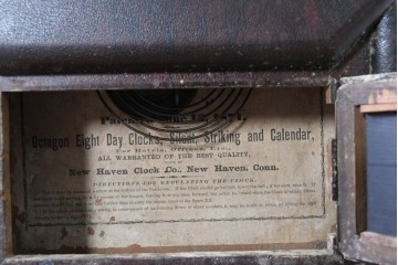 アメリカアンティーク　1900年頃　New Haven Clock Co.(ニューヘブン社)　八角形のシルエットがお洒落な壁掛け時計　(R-091598)
