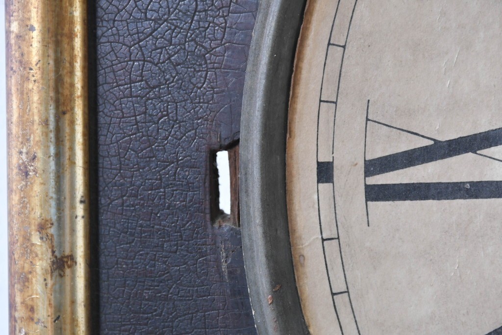アメリカアンティーク　1900年頃　New Haven Clock Co.(ニューヘブン社)　八角形のシルエットと金色のフレームがクラシカルな壁掛け時計　(R-091599)