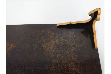 時代物　明治から大正期　松竹梅蒔絵と螺鈿のきらめきが美しい総梨地の御文台　外箱付き　(R-091607)