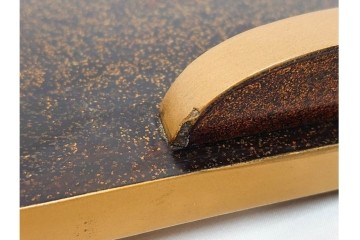 時代物　明治から大正期　松竹梅蒔絵と螺鈿のきらめきが美しい総梨地の御文台　外箱付き　(R-091607)