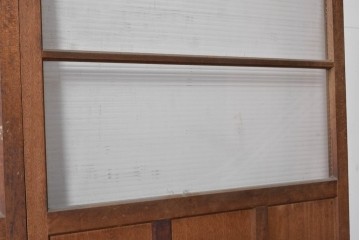 ヴィンテージ建具　昭和中期　モールガラスと木の風合いが味わい深いガラス戸4枚セット　(R-091652)