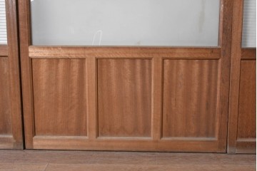 ヴィンテージ建具　昭和中期　モールガラスと木の風合いが味わい深いガラス戸4枚セット　(R-091652)