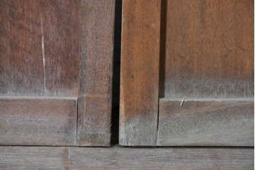 ヴィンテージ建具　昭和中期　モールガラスと木の風合いが味わい深いガラス戸4枚セット　(R-091652)