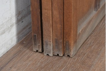 ヴィンテージ建具　昭和中期　モールガラスと木の風合いが味わい深いガラス戸4枚セット　(R-091652)