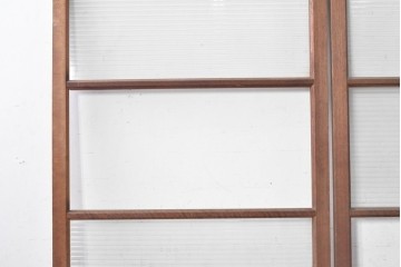 ヴィンテージ建具　昭和中期　横桟入りのレトロなガラス戸2枚セット　(R-091654)