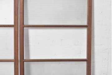 ヴィンテージ建具　昭和中期　横桟入りのレトロなガラス戸2枚セット　(R-091654)
