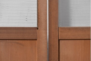 ヴィンテージ建具　昭和中期　横桟入りのレトロなガラス戸2枚セット　(R-091654)