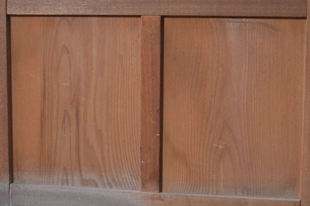 ヴィンテージ建具　昭和中期　横桟入りのレトロなガラス戸2枚セット　(R-091654)