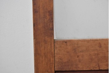 アンティーク建具　昭和初期から昭和中期　素朴な木の風合いを楽しむレトロな格子ガラス戸2枚セット　(R-091655)