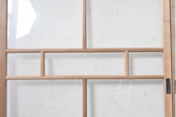 ヴィンテージ建具　昭和中期から昭和後期　レトロモダンな桟組みが魅力のガラス戸2枚セット　(R-091656)