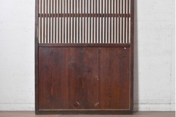 アンティーク建具　明治から大正期　細かな縦格子と腰板が趣深い格子戸1枚　(R-091659)