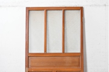 ヴィンテージ建具　昭和中期　温かみのある木色と型板ガラスがレトロなドア1枚　(R-091660)