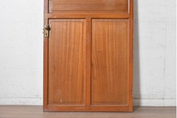ヴィンテージ建具　昭和中期　温かみのある木色と型板ガラスがレトロなドア1枚　(R-091660)