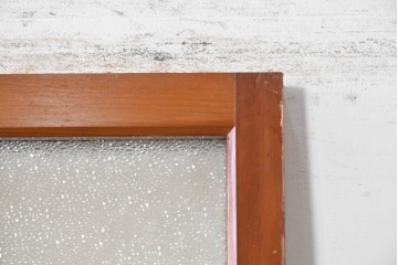 ヴィンテージ建具　昭和中期　温かみのある木色と型板ガラスがレトロなドア1枚　(R-091660)