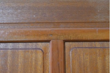 ヴィンテージ建具　昭和中期　温かみのある木色と型板ガラスがレトロなドア1枚　(R-091660)