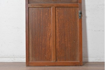 ヴィンテージ建具　昭和中期　温かみのある木色と型板ガラスがレトロなドア1枚　(R-091660)