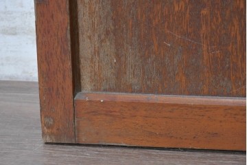 ヴィンテージ建具　昭和中期　温かみのある木色と型板ガラスがレトロなドア1枚　(R-091660)