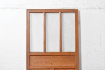 ヴィンテージ建具　昭和中期　温かみのある木色と型板ガラスがレトロなドア1枚　(R-091661)