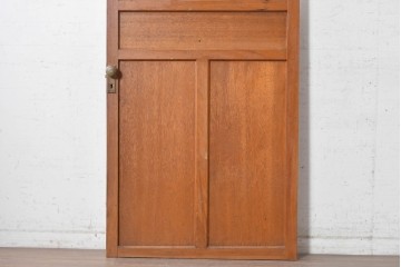 ヴィンテージ建具　昭和中期　温かみのある木色と型板ガラスがレトロなドア1枚　(R-091661)