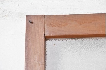 ヴィンテージ建具　昭和中期　温かみのある木色と型板ガラスがレトロなドア1枚　(R-091661)