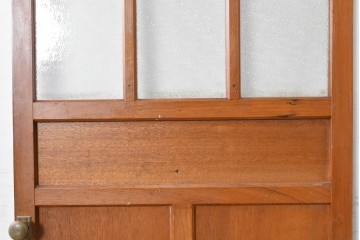 ヴィンテージ建具　昭和中期　温かみのある木色と型板ガラスがレトロなドア1枚　(R-091661)