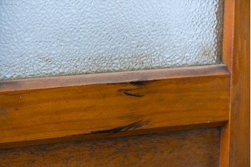 ヴィンテージ建具　昭和中期　温かみのある木色と型板ガラスがレトロなドア1枚　(R-091661)